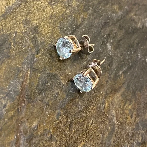 Crislu Blue Topaz Studs - Picture 2 of 5